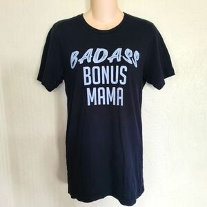 Bella Canvas Badass Bonus Mama Black Short Sleeve T-shirt Size Women's Small
